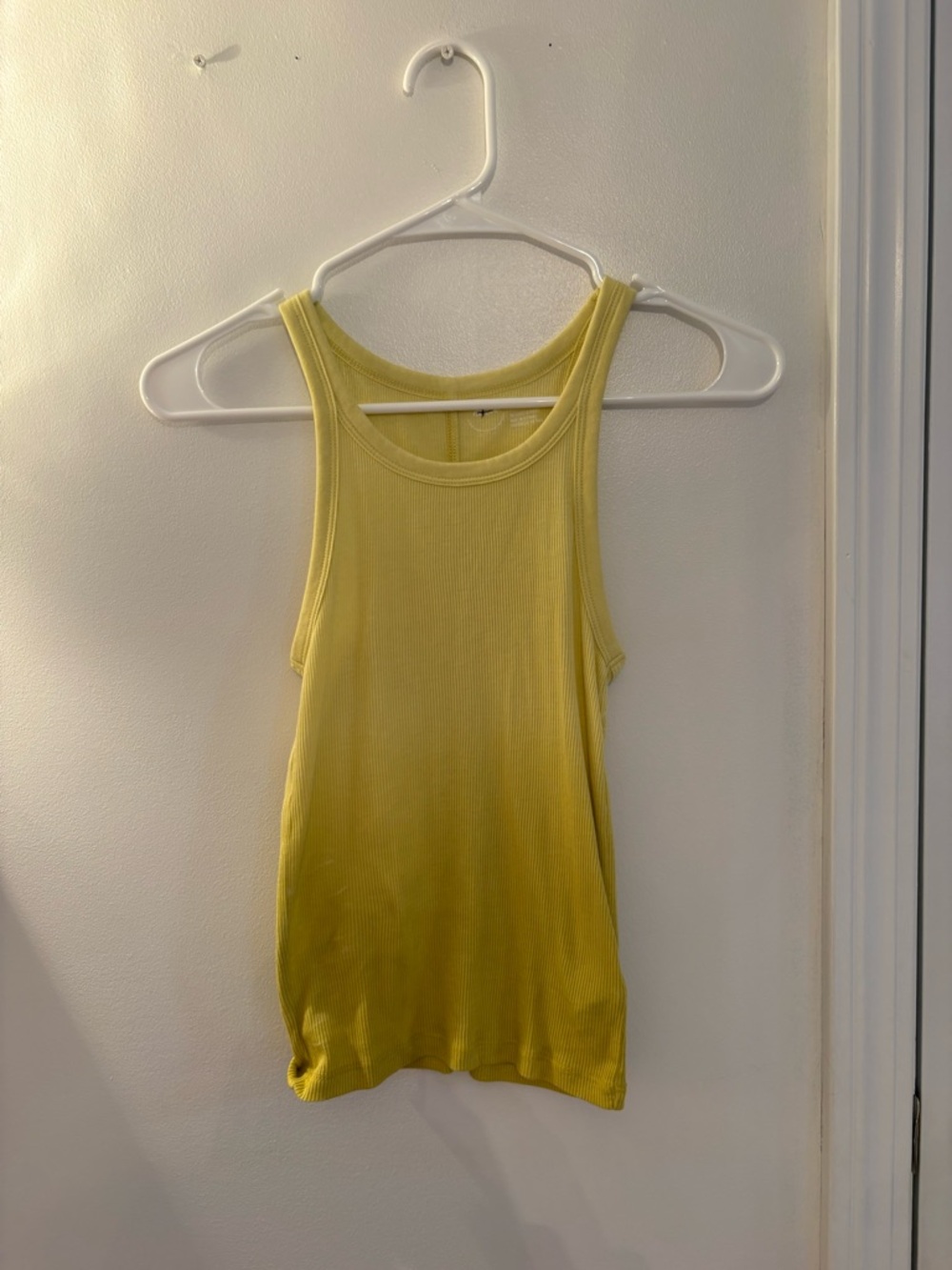 aerie Yellow Ribbed Tank Top - Scoop Neck